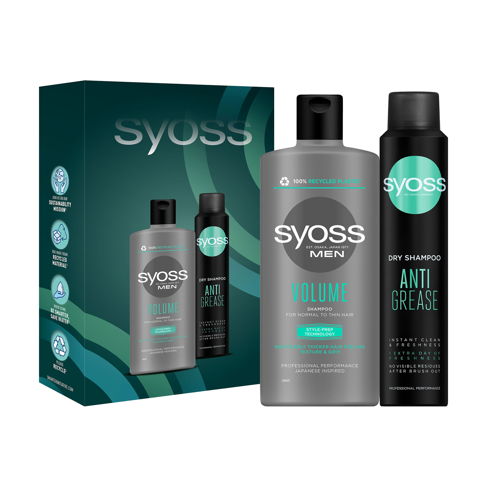Уцінка! Набір для миття волосся чоловічий Syoss Clean &amp; Freshness (шампунь Volume 440 мл + сухий шампунь Anti-Grease 200 мл)